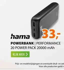 Expert Hama Performance 20 Power Pack 20.000 mAh Antraciet aanbieding