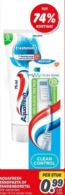 Dekamarkt Aquafresh tandpasta of tandenborstel aanbieding