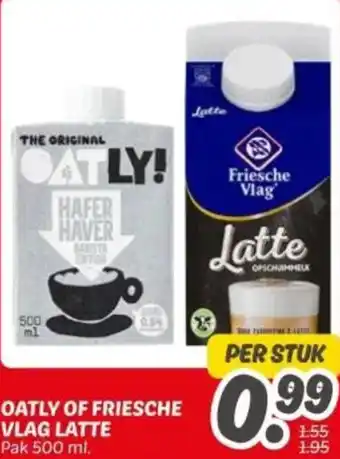 Dekamarkt Oatly of friesche vlag latte aanbieding
