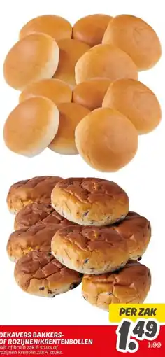 Dekamarkt Dekavers bakkers of rozijnen/krentenbollen aanbieding