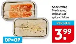 Hoogvliet Snackwrap Mexicaans, Italiaans of spicy chicken aanbieding