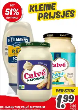Dekamarkt Hellmann's of calvé mayonaise aanbieding