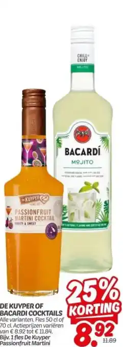 Dekamarkt De kuyper of bacardi cocktails aanbieding