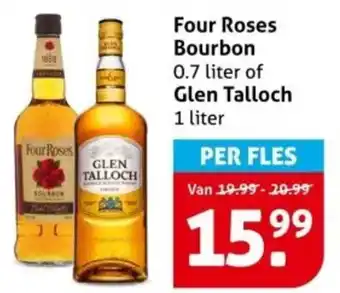 Hoogvliet Four Roses Bourbon of Glen Talloch aanbieding