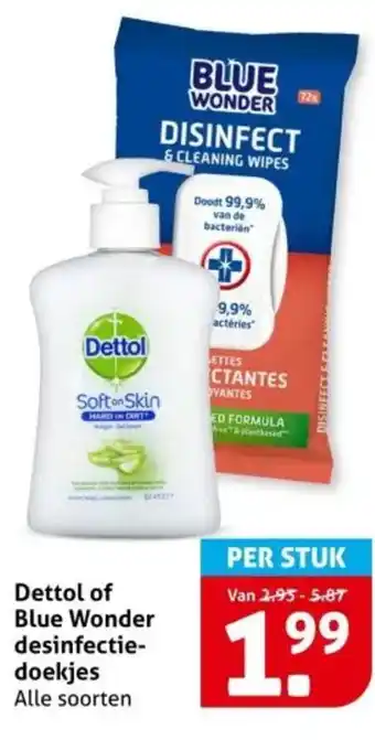Hoogvliet Dettol of Blue Wonder desinfectie doekjes aanbieding
