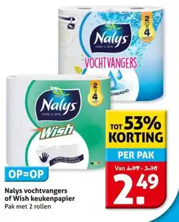 Hoogvliet Nalys vochtvangers of Wish keukenpapier aanbieding
