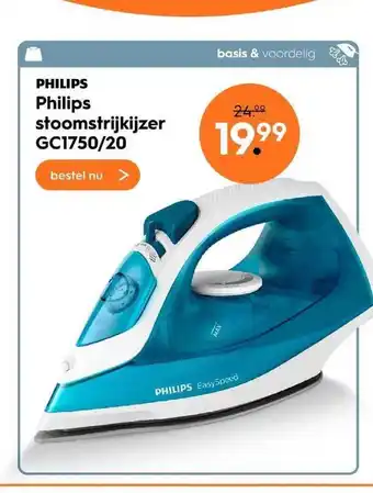 Blokker Philips stoomstrijkijzer gc1750-20 aanbieding