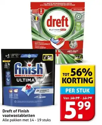Hoogvliet Dreft of Finish vaatwastabletten aanbieding