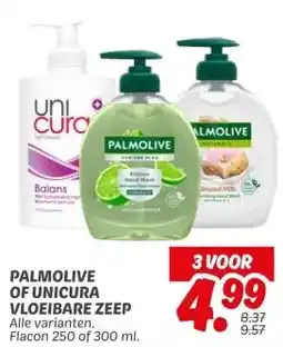 Dekamarkt Palmolive of unicura vloeibare zeep aanbieding