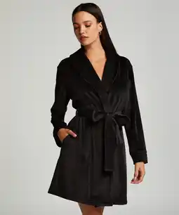 Hunkemoller Hunkemöller Badjas Velours Zwart aanbieding