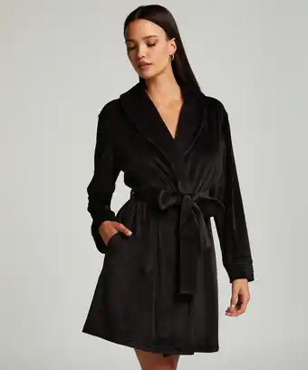 Hunkemoller Hunkemöller Badjas Velours Zwart aanbieding
