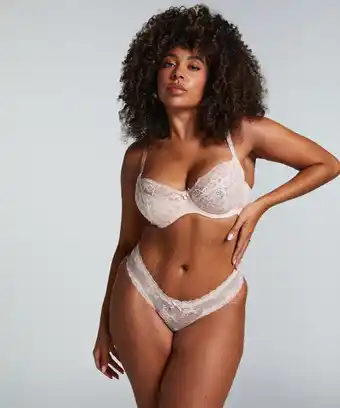 Hunkemoller Hunkemöller Brazilian V-shape Mesh Roze aanbieding