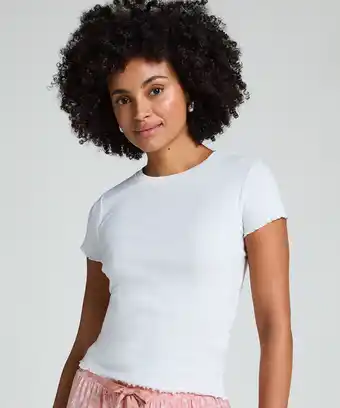 Hunkemoller Hunkemöller Katoenen shirt met korte mouwen Wit aanbieding