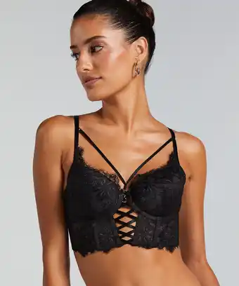 Hunkemoller Hunkemöller Voorgevormde push-up longline beugel bh Char Zwart aanbieding