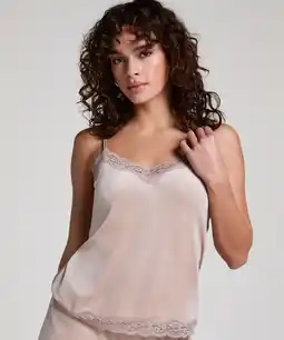 Hunkemoller Hunkemöller Cami top Velours Lace Beige aanbieding
