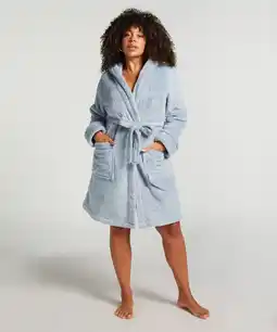 Hunkemoller Hunkemöller Badjas Fleece kort Blauw aanbieding