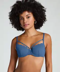 Hunkemoller Hunkemöller Voorgevormde beugel bikinitop Scallop Blauw aanbieding