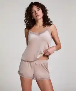 Hunkemoller Hunkemöller Short Velours Kant Beige aanbieding
