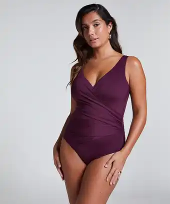 Hunkemoller Hunkemöller Badpak Shaping Shell Mesh Paars aanbieding