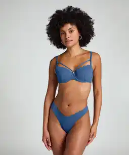 Hunkemoller Hunkemöller Hoog uitgesneden Bikinibroekje Scallop Blauw aanbieding