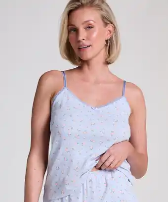 Hunkemoller Hunkemöller Cami Lace Top Pointelle Blauw aanbieding
