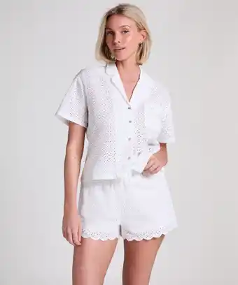 Hunkemoller Hunkemöller Short met broderie anglaise Wit aanbieding