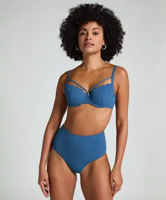 Hunkemoller Hunkemöller Scallop Bikinibroekje met Hoge Taille Blauw aanbieding