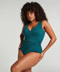 Hunkemoller Hunkemöller Badpak Shaping Shell Mesh Groen aanbieding