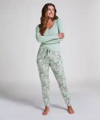 Hunkemoller Hunkemöller Pyjama broek Jersey Groen aanbieding