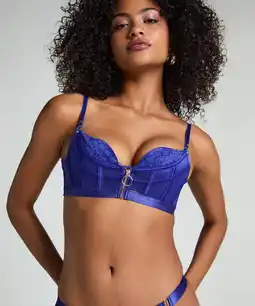 Hunkemoller Hunkemöller Voorgevormde push-up beugel bh Sable Blauw aanbieding