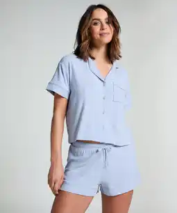 Hunkemoller Hunkemöller Short Jersey Rib Essential Blauw aanbieding