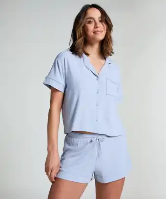 Hunkemoller Hunkemöller Short Jersey Rib Essential Blauw aanbieding