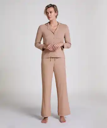 Hunkemoller Hunkemöller Petite Broek Rib Essential Beige aanbieding