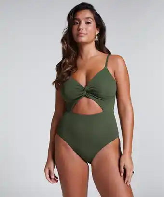 Hunkemoller Hunkemöller Badpak Relief Groen aanbieding
