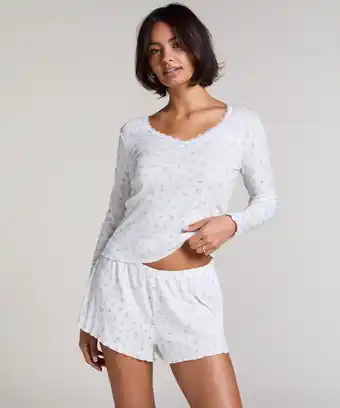 Hunkemoller Hunkemöller Pyjamaset Rib Blauw aanbieding