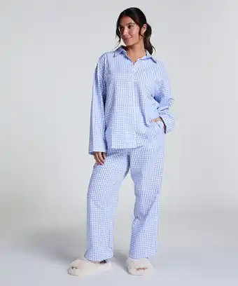 Hunkemoller Hunkemöller Pyjamatop Katoen Blauw aanbieding