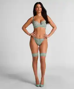 Hunkemoller Hunkemöller Fancy lace stay-up Groen aanbieding