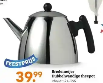 Blokker Bredemeijer Dubbelwandige theepot aanbieding