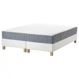 IKEA EspevÄr/valevÅg Lattenmatrasbodem met poten, wit/middelhard lichtblauw, 160x200 cm aanbieding