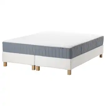IKEA EspevÄr/valevÅg Lattenmatrasbodem met poten, wit/middelhard lichtblauw, 160x200 cm aanbieding