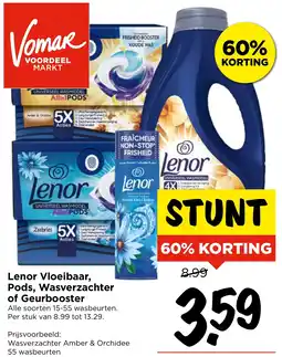 Vomar Voordeelmarkt Lenor Vloeibaar, Pods, Wasverzachter of Geurbooster aanbieding