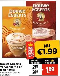 Vomar Voordeelmarkt Douwe Egberts Verwenkoffie of Iced Koffie aanbieding