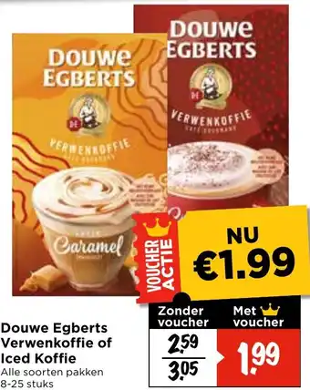 Vomar Voordeelmarkt Douwe Egberts Verwenkoffie of Iced Koffie aanbieding