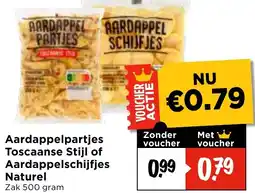 Vomar Voordeelmarkt Aardappelpartjes Toscaanse Stijl of Aardappelschijfjes Naturel aanbieding