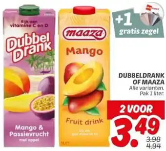 Dekamarkt Dubbeldrank of maaza aanbieding