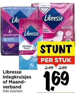 Vomar Voordeelmarkt Libresse Inlegkruisjes of Maandverband aanbieding