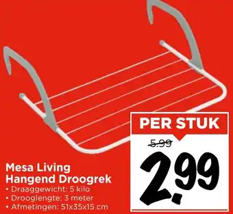 Vomar Voordeelmarkt Mesa Living Hangend Droogrek aanbieding