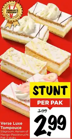Vomar Voordeelmarkt Verse Luxe Tompouce aanbieding