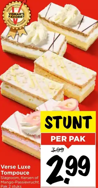 Vomar Voordeelmarkt Verse Luxe Tompouce aanbieding