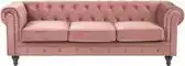 Bol.com Bank CHESTERFIELD Fluweel Roze 3-zitter aanbieding